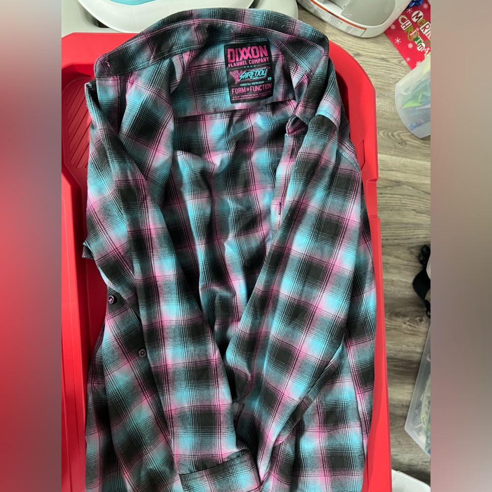 DIXXON Pink and Blue Plaid Casual Button Down Shirt
